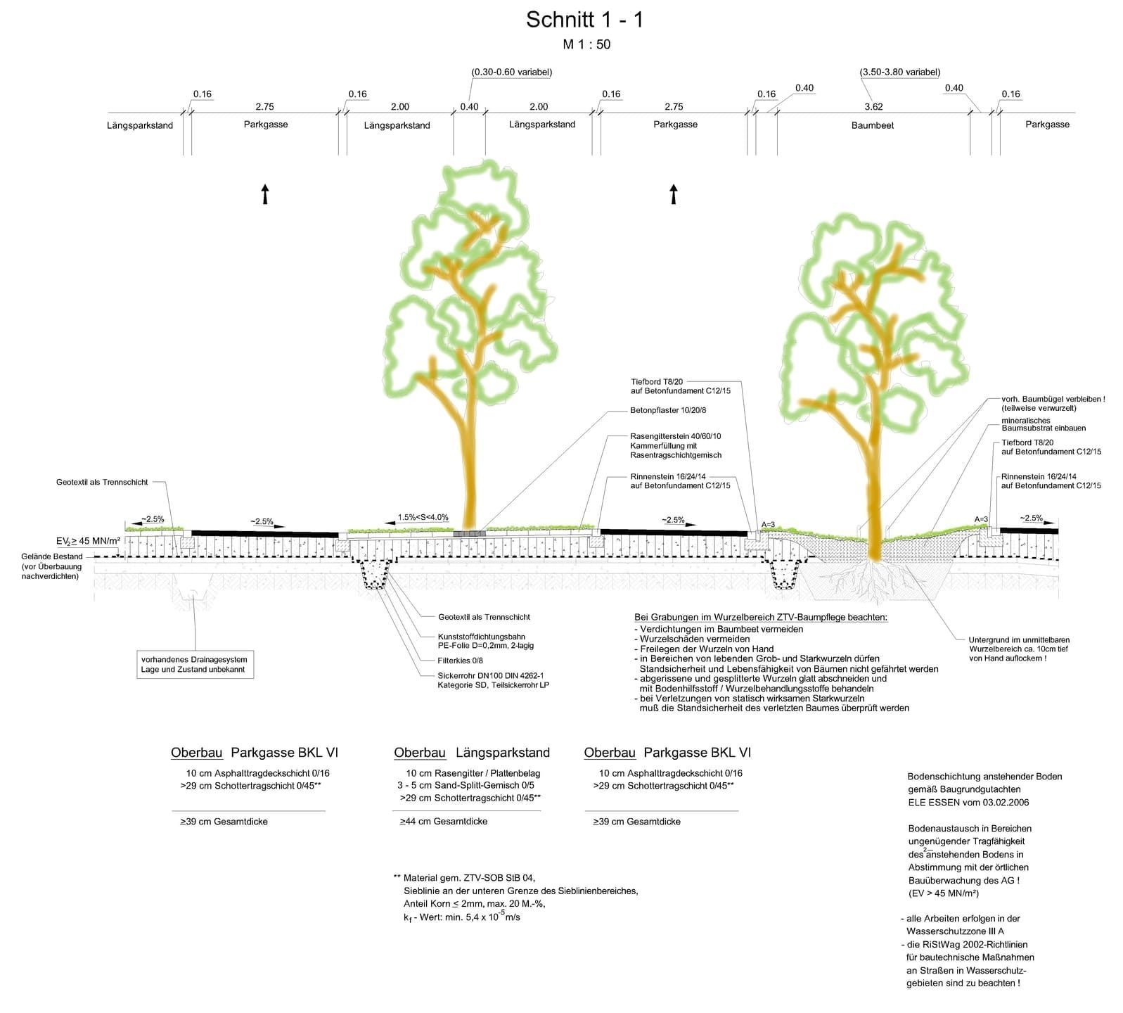 Eine Zeichnung von zwei Bäumen auf weißem Hintergrund