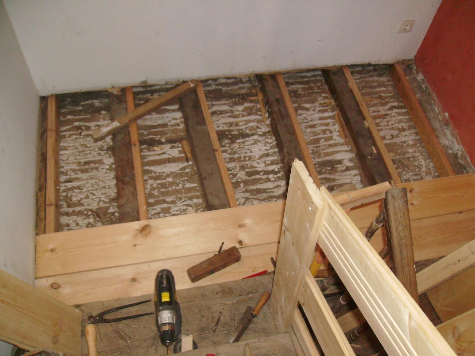 Début de pose de parquet