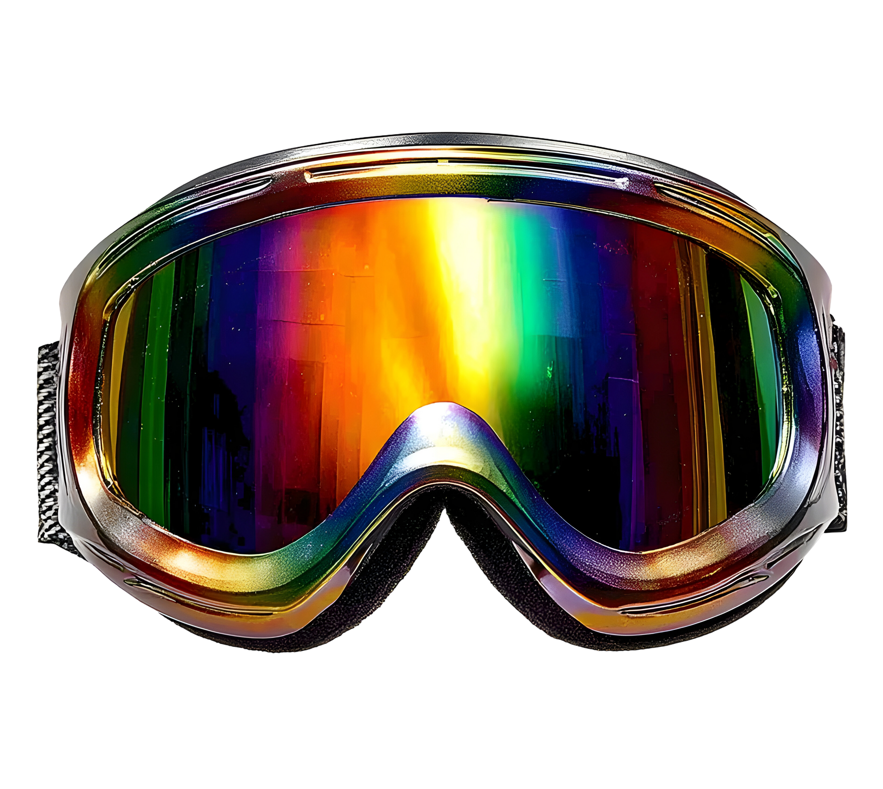 Lunettes de ski aux teintes arc-en-ciel.