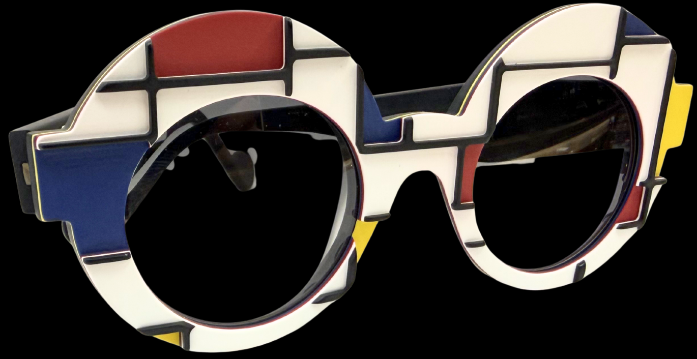 Monture Mondrian aux formes géométriques colorées.