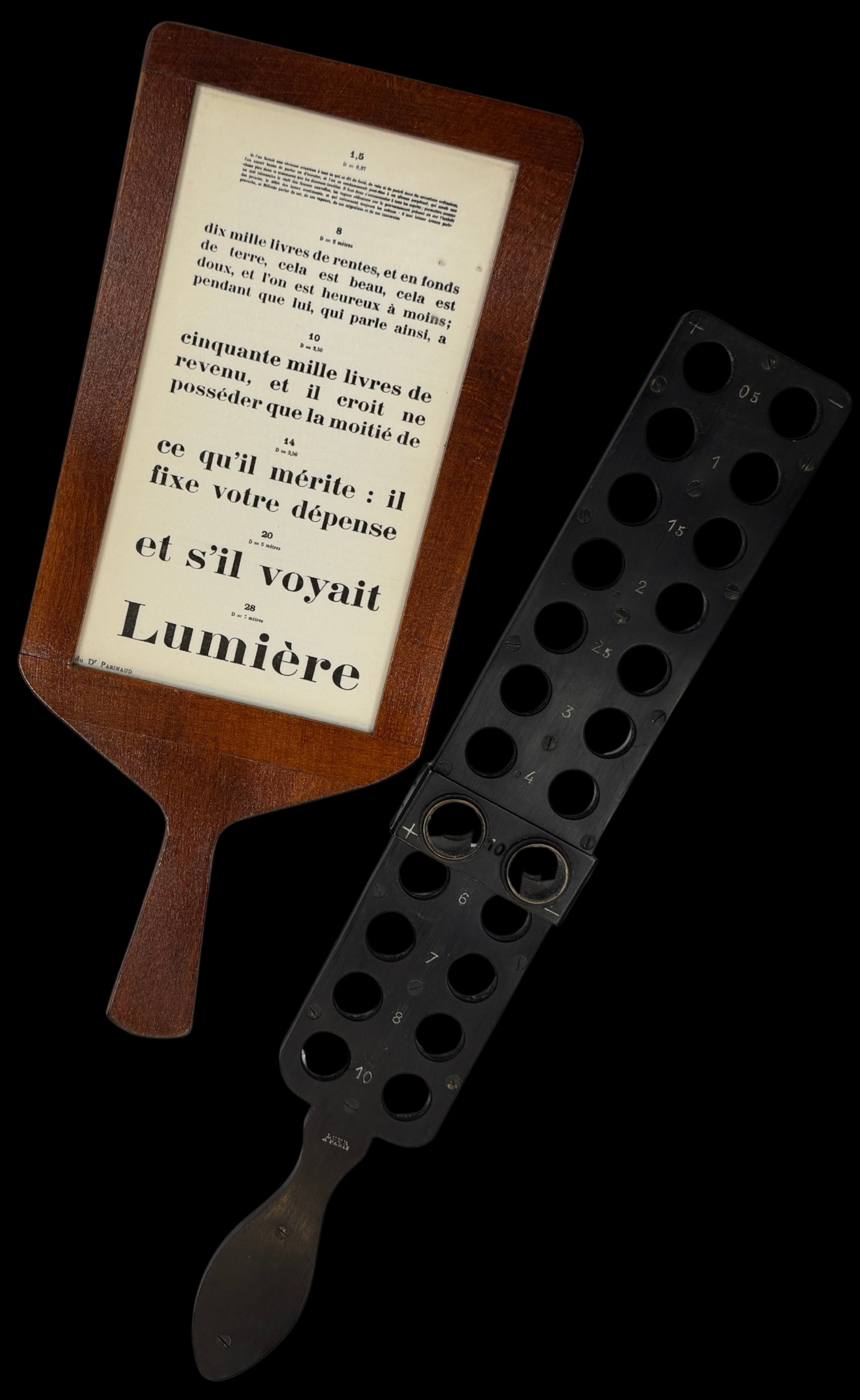 Accessoires pour test optométrique.