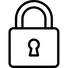 Eine Schwarzweißzeichnung eines Vorhängeschlosses mit Schlüsselloch.
