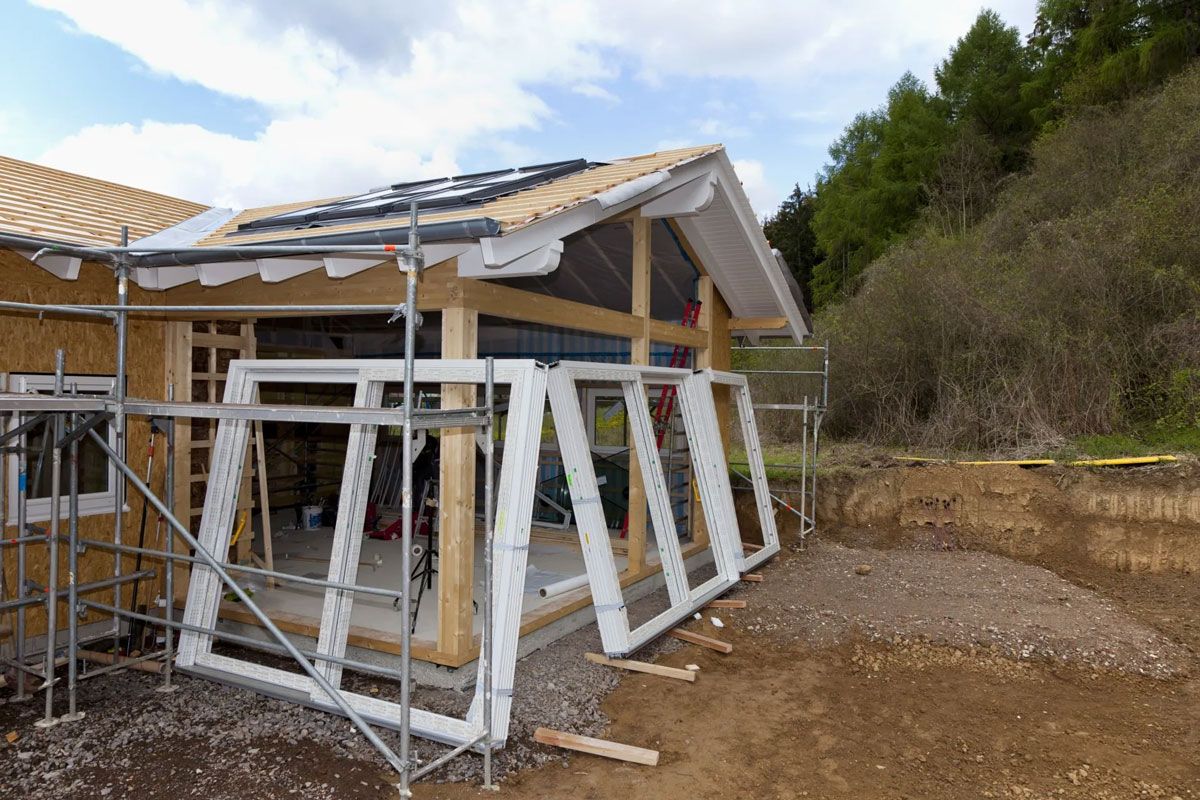 Extension de maison en construction