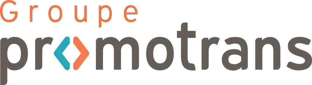 Logo de Groupe Promotrans en orange et gris sur fond blanc
