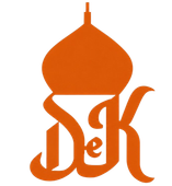 Logotipo estilizado de color naranja con una torre abovedada e iniciales ornamentadas sobre un fondo blanco.