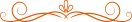 Adorno naranja con rizos simétricos y un pequeño elemento central en forma de hoja sobre un fondo blanco.