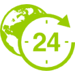 Globe vert avec une horloge