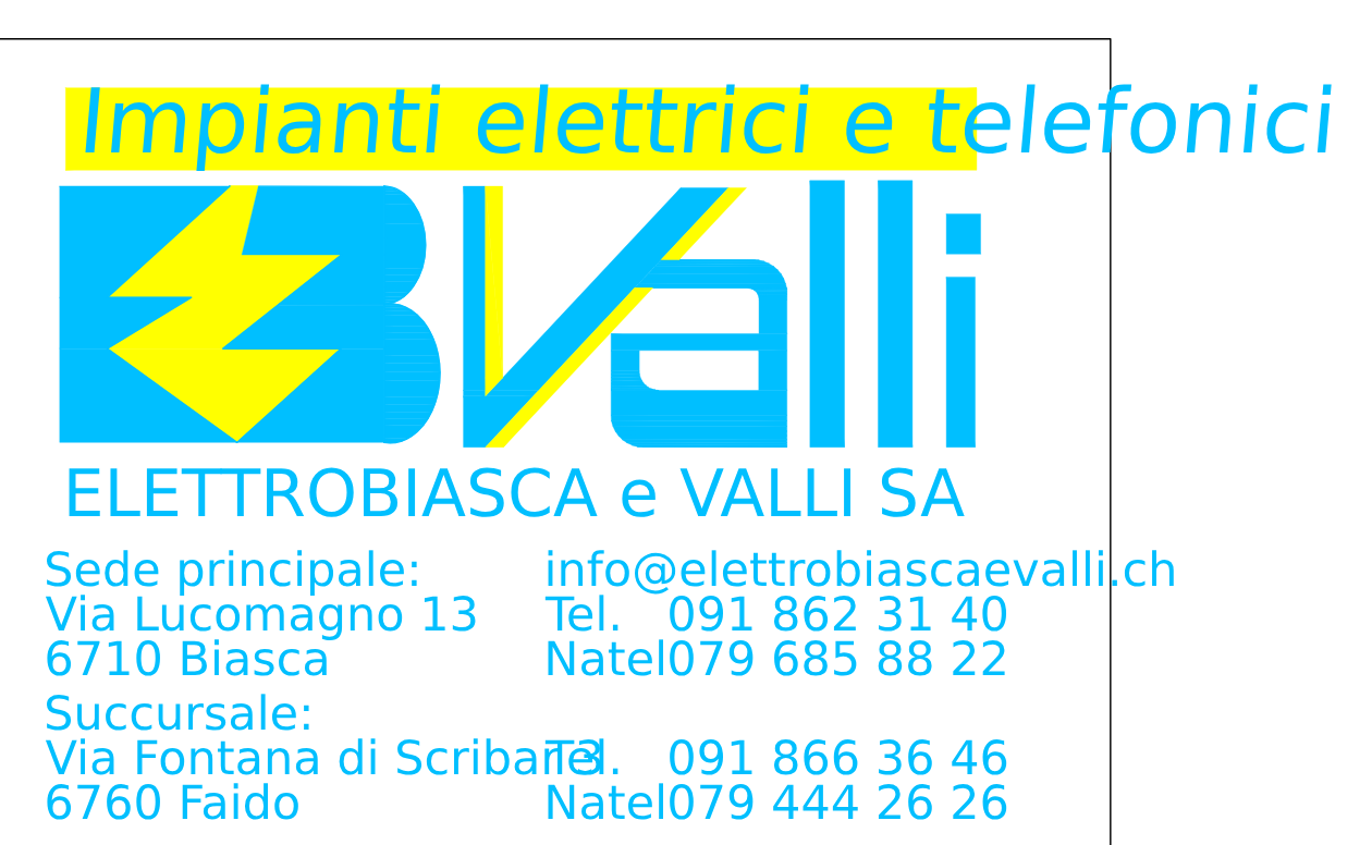A business card for impianti elettrici e telefonici
