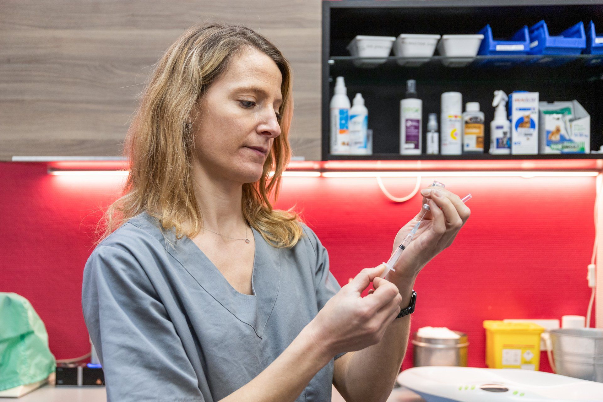 Vétérinaire qui prépare une injection