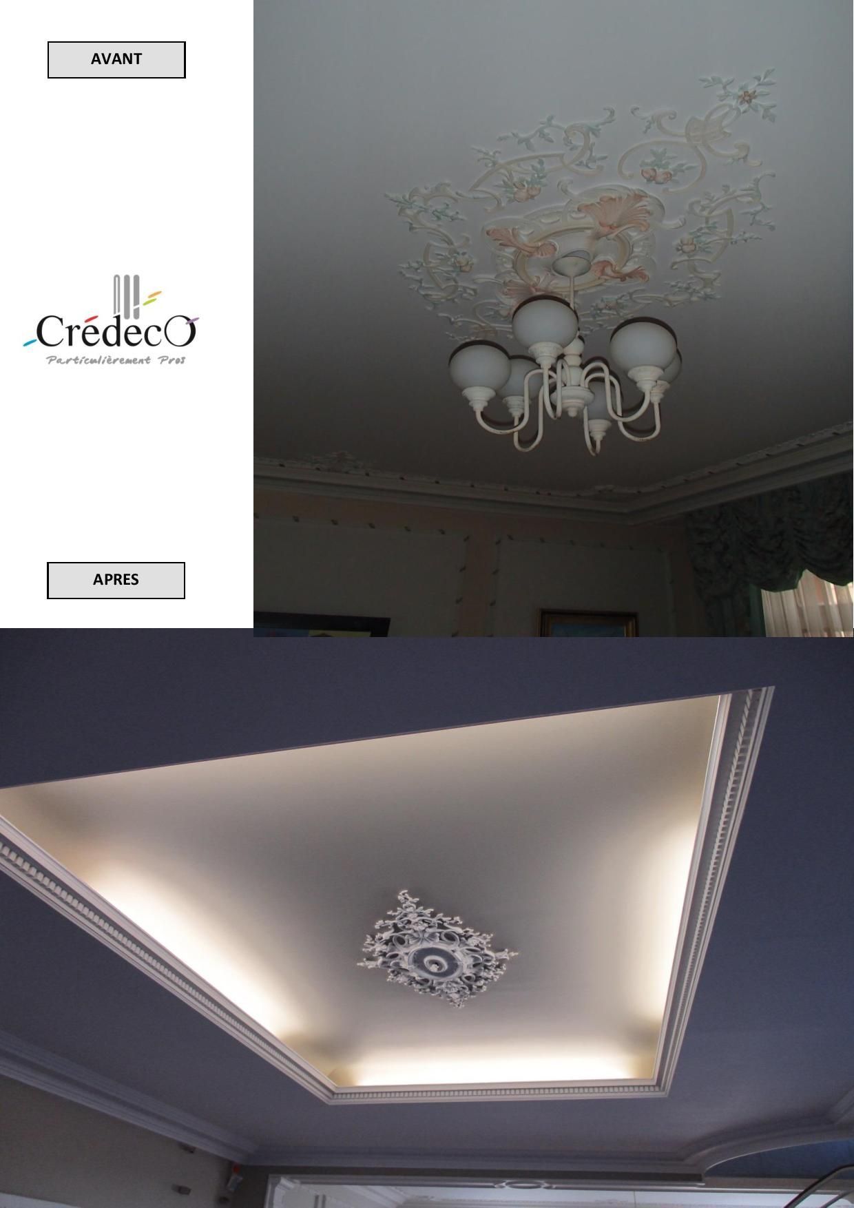 Moulure au plafond avec lumière intégrée
