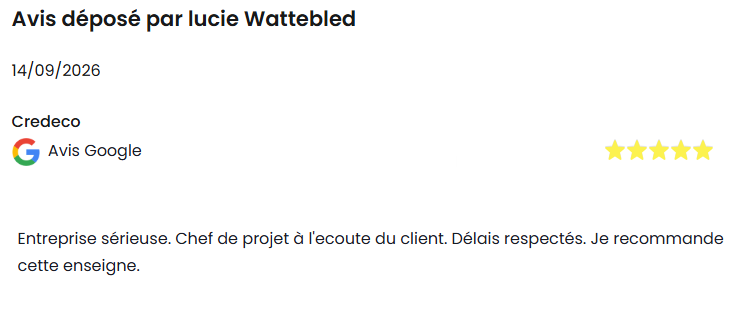 Avis client positif 5 étoiles