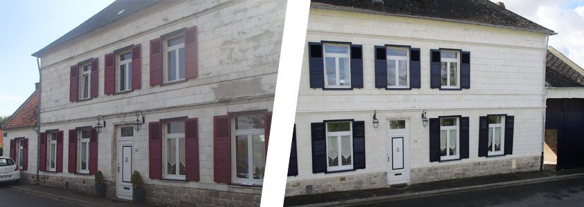 Ravalement de façade avec peinture des volets