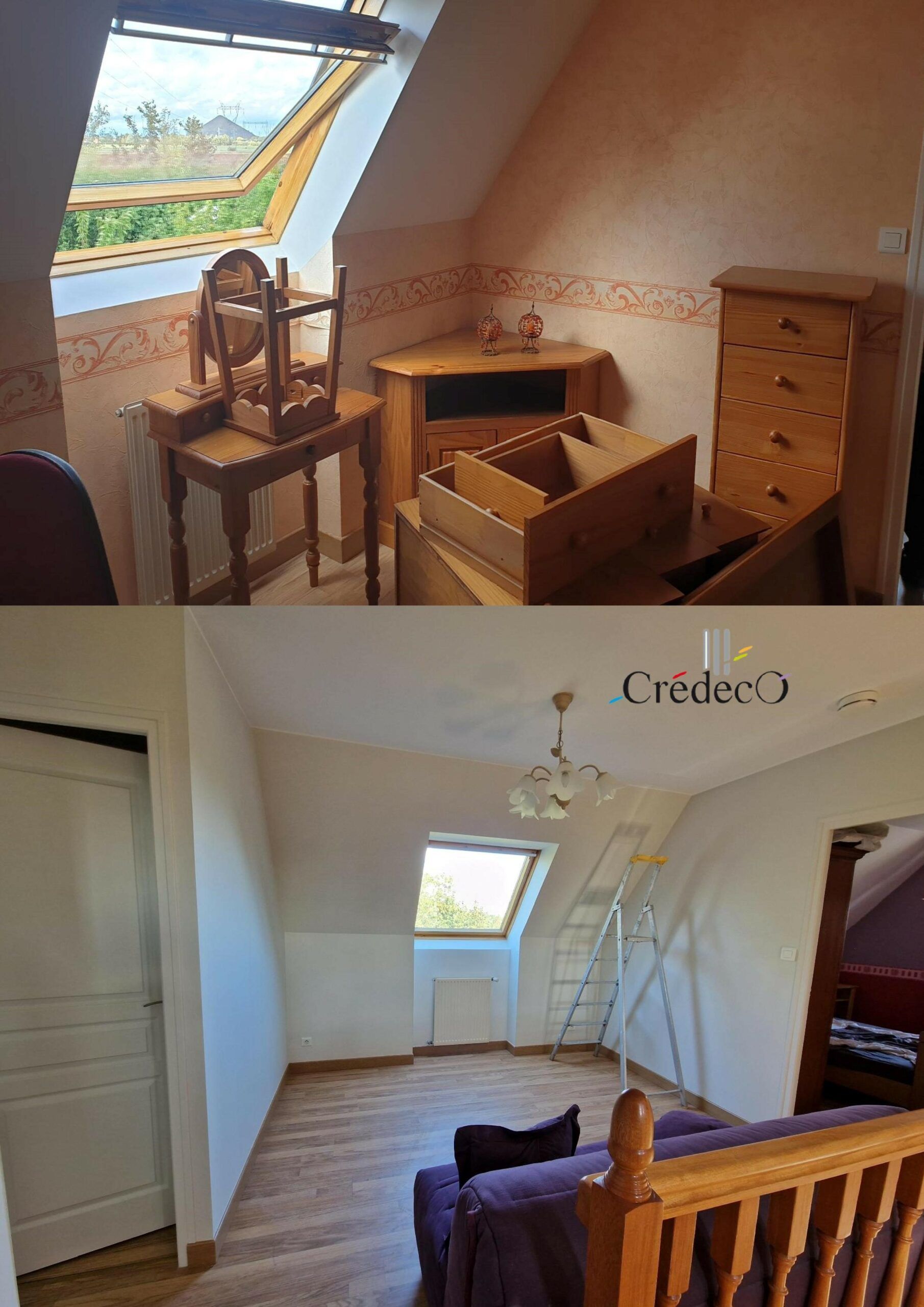 Rénovation complète d'une chambre avec fenêtre de toit