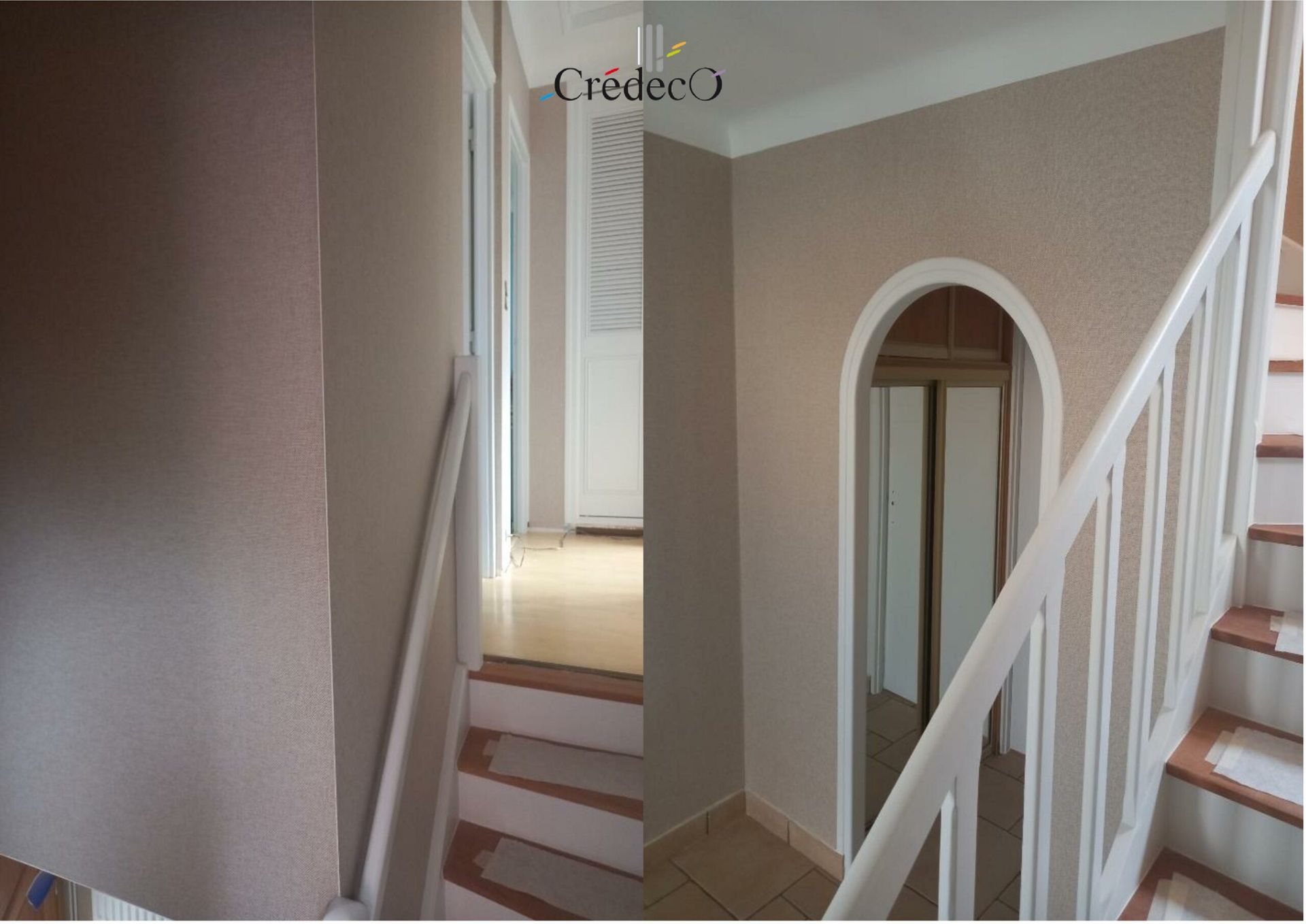 Avant/après pose d'un papier peint panoramique