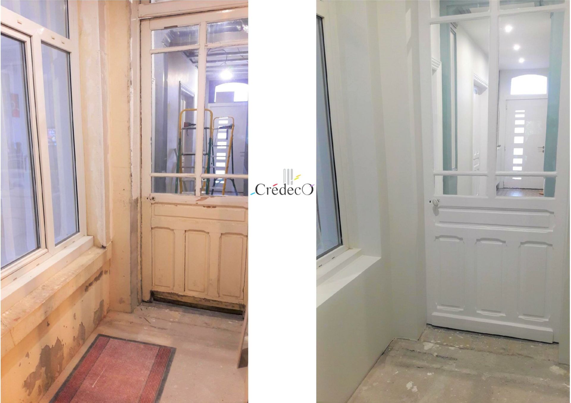 Rénovation des murs et des boiseries d'un hall d'entrée