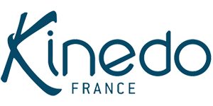 Logo Kinedo France en turquoise. Le mot  Kinedo est écrit dans une police stylisée, avec « France » en dessous.
