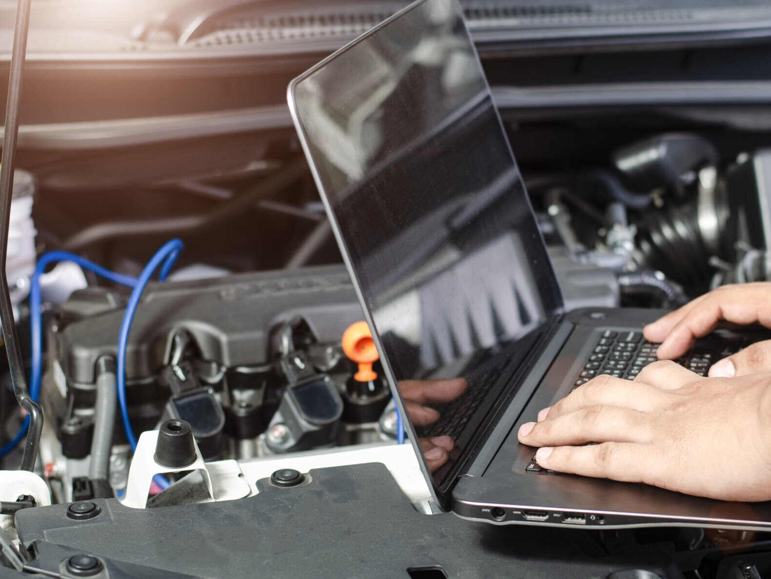 Valise de diagnostic électrique sur une voiture