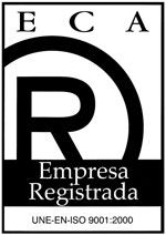 El logotipo en blanco y negro de la empresa registrada en eca.