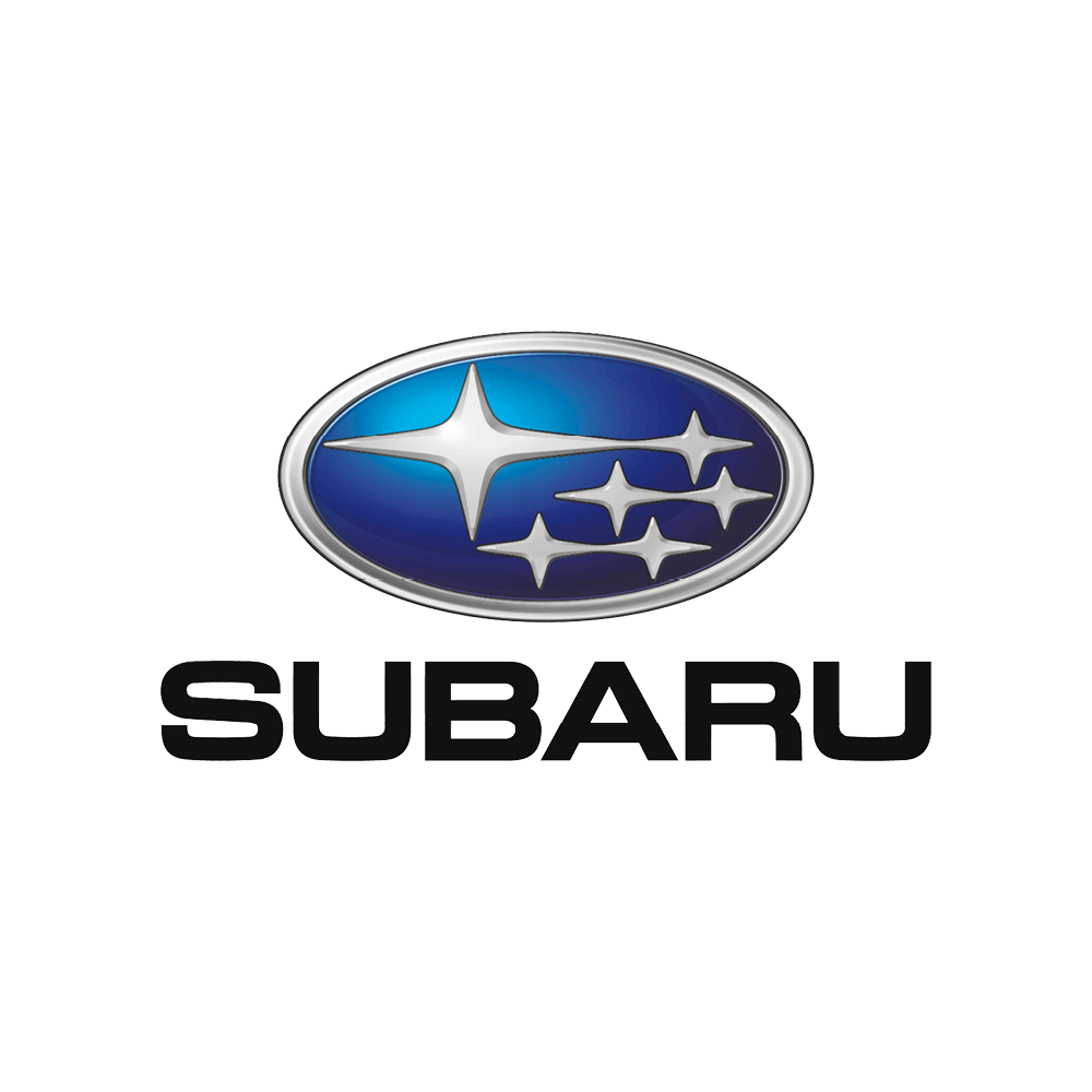 The subaru logo is a blue oval with three stars on it.