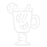 Un dibujo en blanco y negro de un vaso de limonada con una pajita.