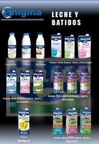 Un anuncio de leche y batidos muestra muchos tipos diferentes de leche.