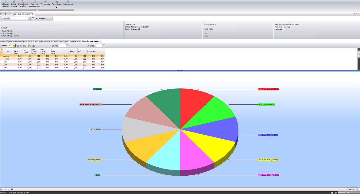 Interface d'un outil de l'entreprise BACC