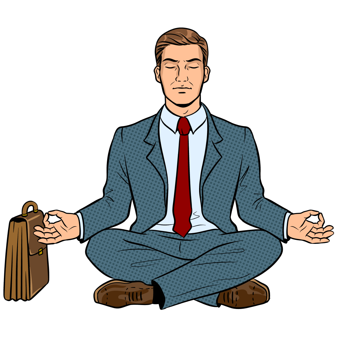 Homme zen assis dans un style bande-dessinée