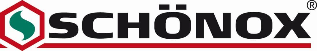 Eine Nahaufnahme des Schönox-Logos auf weißem Hintergrund.