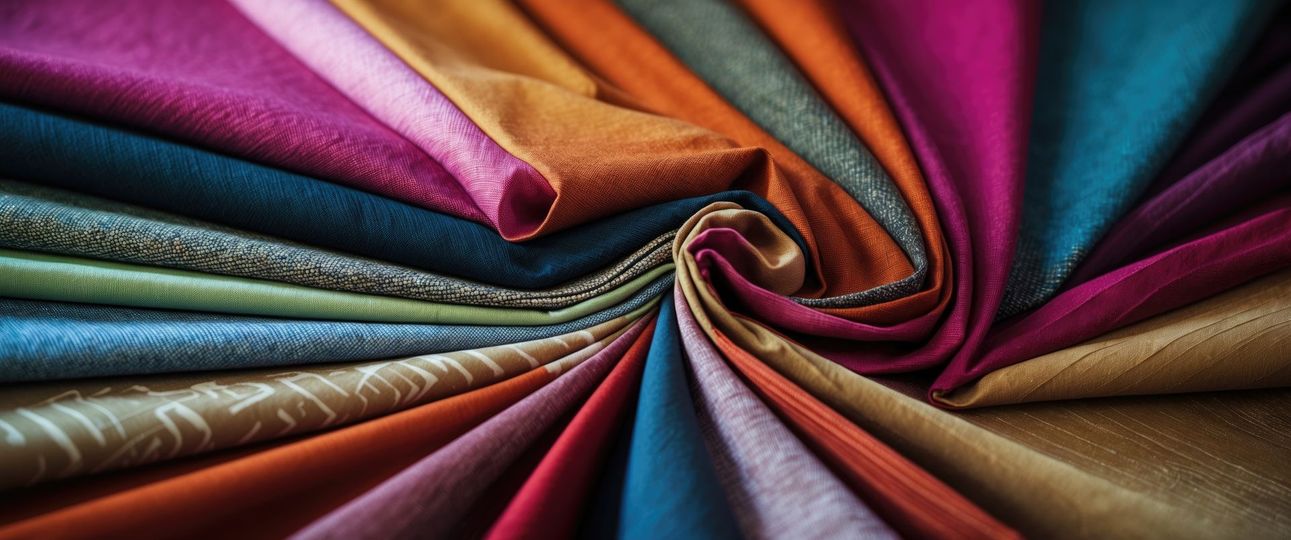 Des échantillons de tissus de toutes les couleurs en forme de cercle