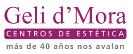 A purple and white logo for geli d ' mora centros de estetica