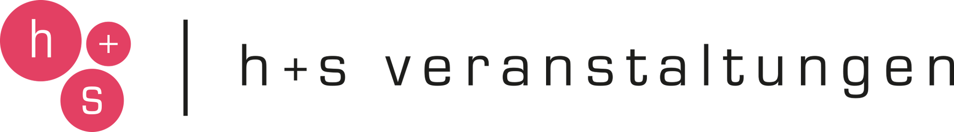 Rosa rundes h+s-Logo mit schwarzem Schriftzug „h + s veranstaltungen“ auf weißem Hintergrund