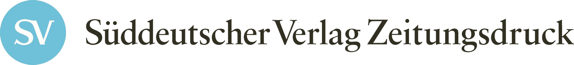 Süddeutscher Verlag Zeitungsdruck logo with blue “SV” icon and gray company name on white background