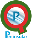 Un logotipo peninsular con un círculo verde y rojo.