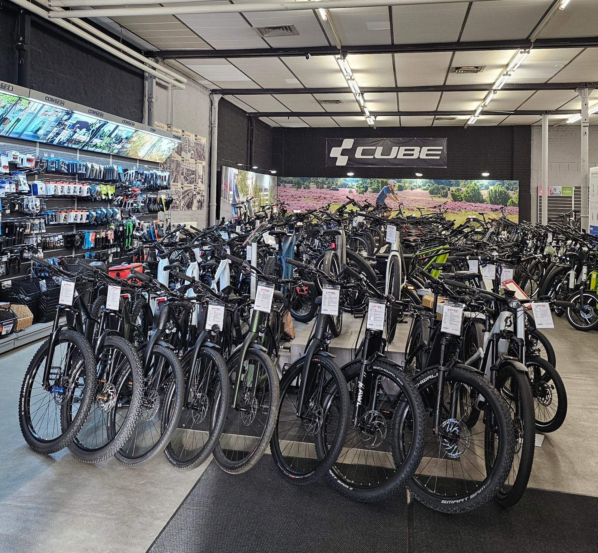 Große Auswahl an Cube Fahrrädern im Showroom