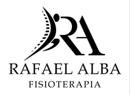 Logotipo con las iniciales &ldquo;RA&rdquo; estilizadas en negro y el texto &ldquo;RAFAEL ALBA FISIOTERAPIA&rdquo; sobre un fondo blanco.