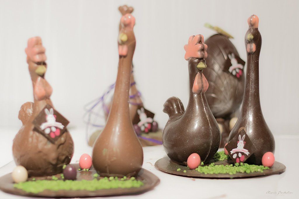 Poules en chocolat
