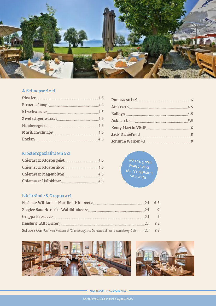 Speisekarte Trinken