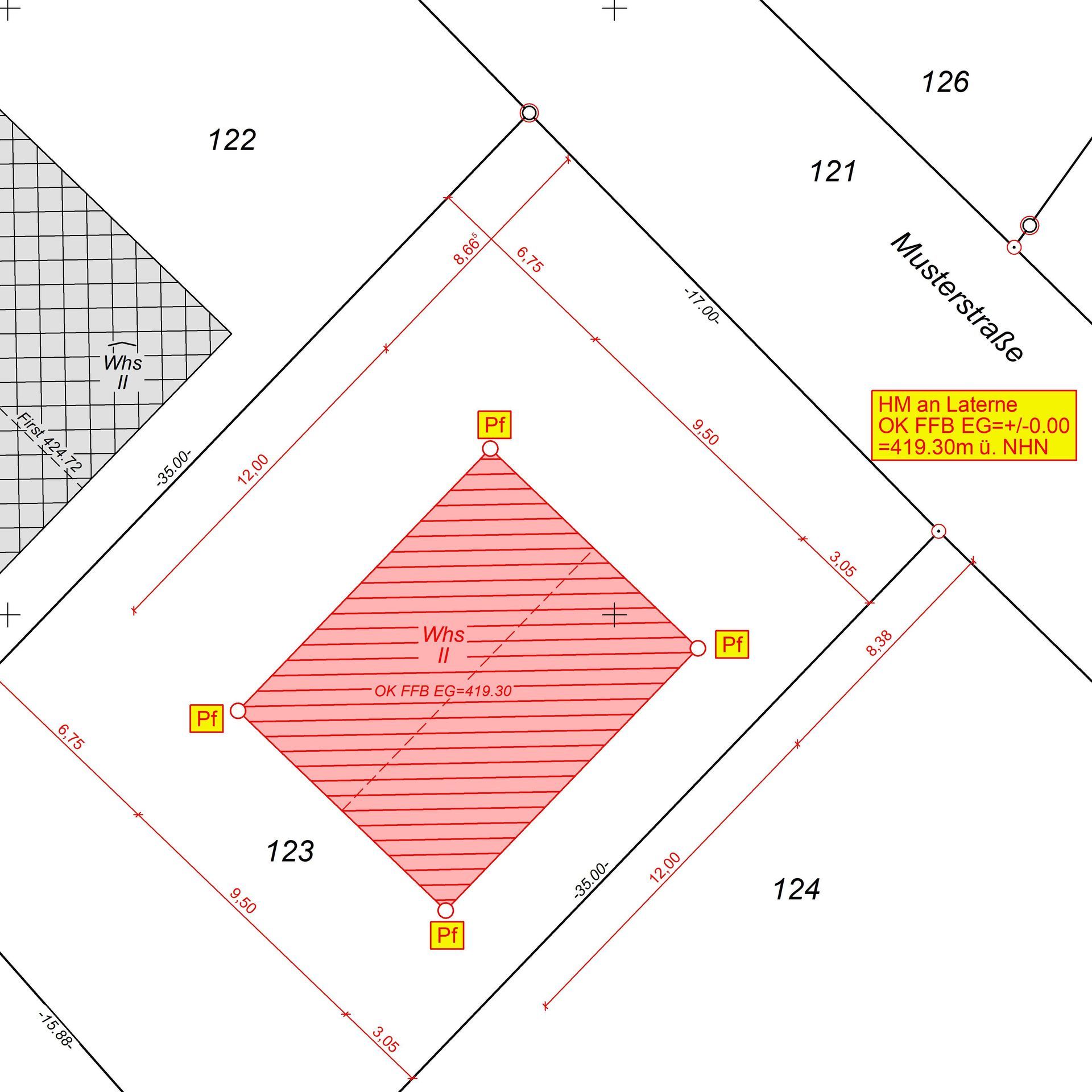 Amtlicher Lageplan zum Bauantrag gemäß § 9 (4) der DVOSächsBO