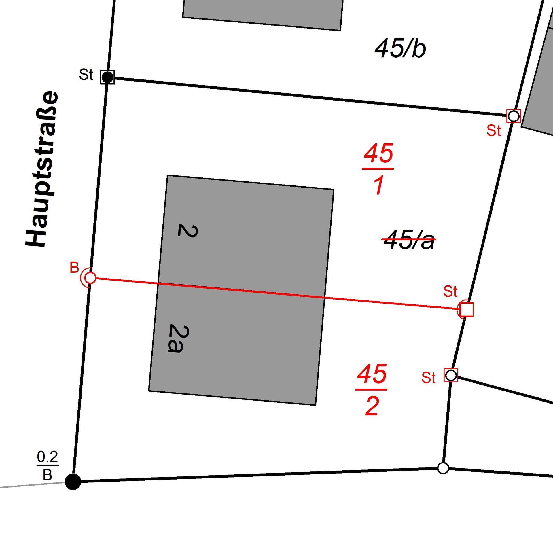 Katastervermessung zum Zwecke der Bildung von Flurstücken