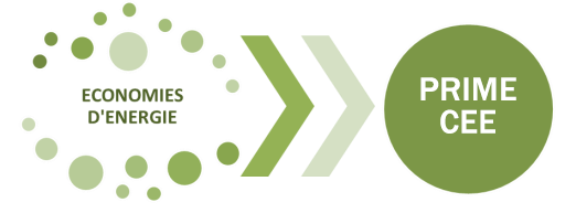 Économies d'Énergie menant à PRIME CEE avec une flèche verte.