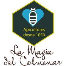 Un logotipo para apicultores desde 1850 con una abeja en un corazón.
