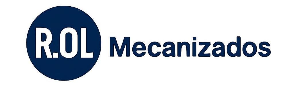 Un logotipo azul y blanco para rodillos mecanizados.