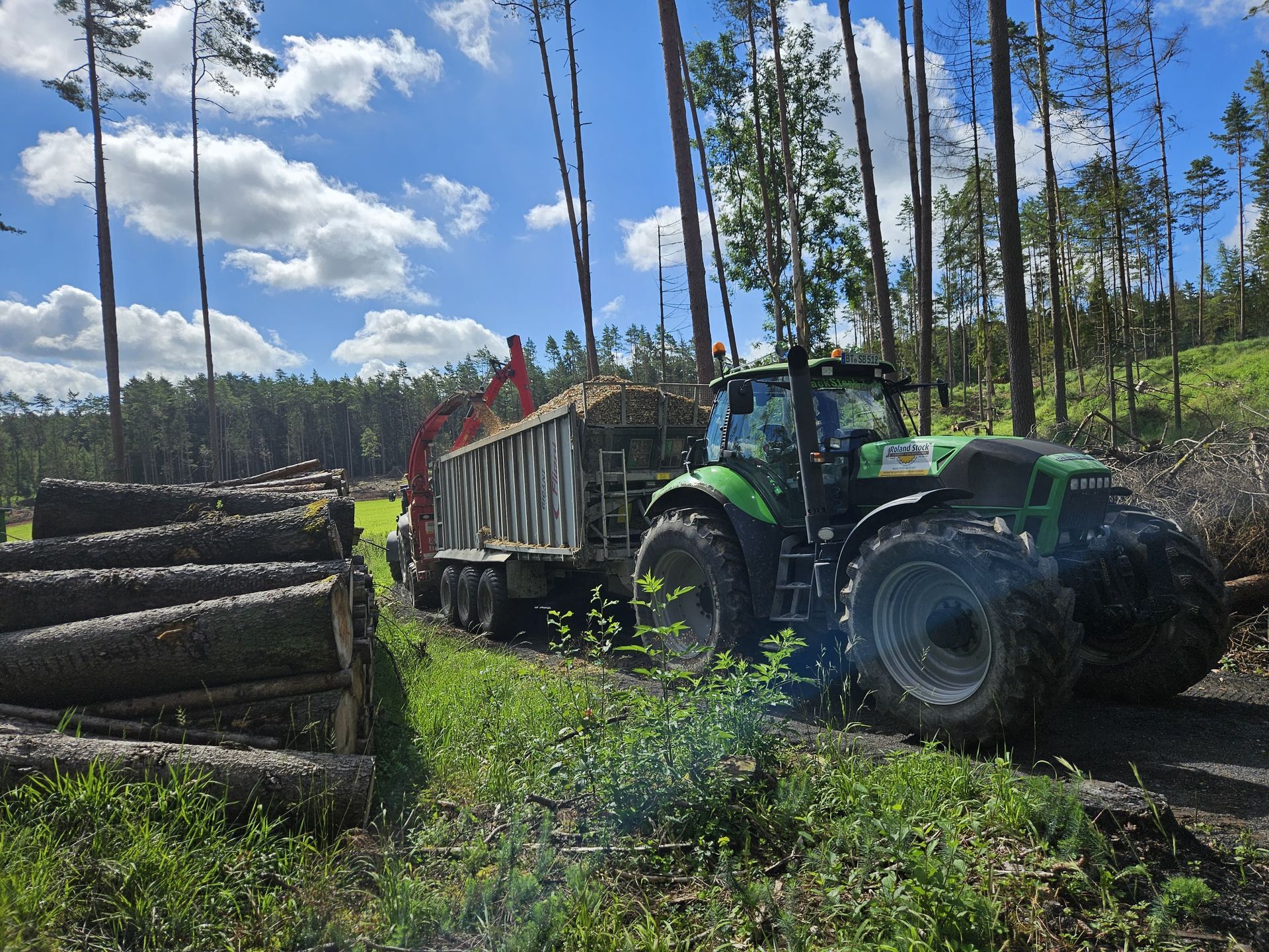 Holzumschlag mit LKW und Kran