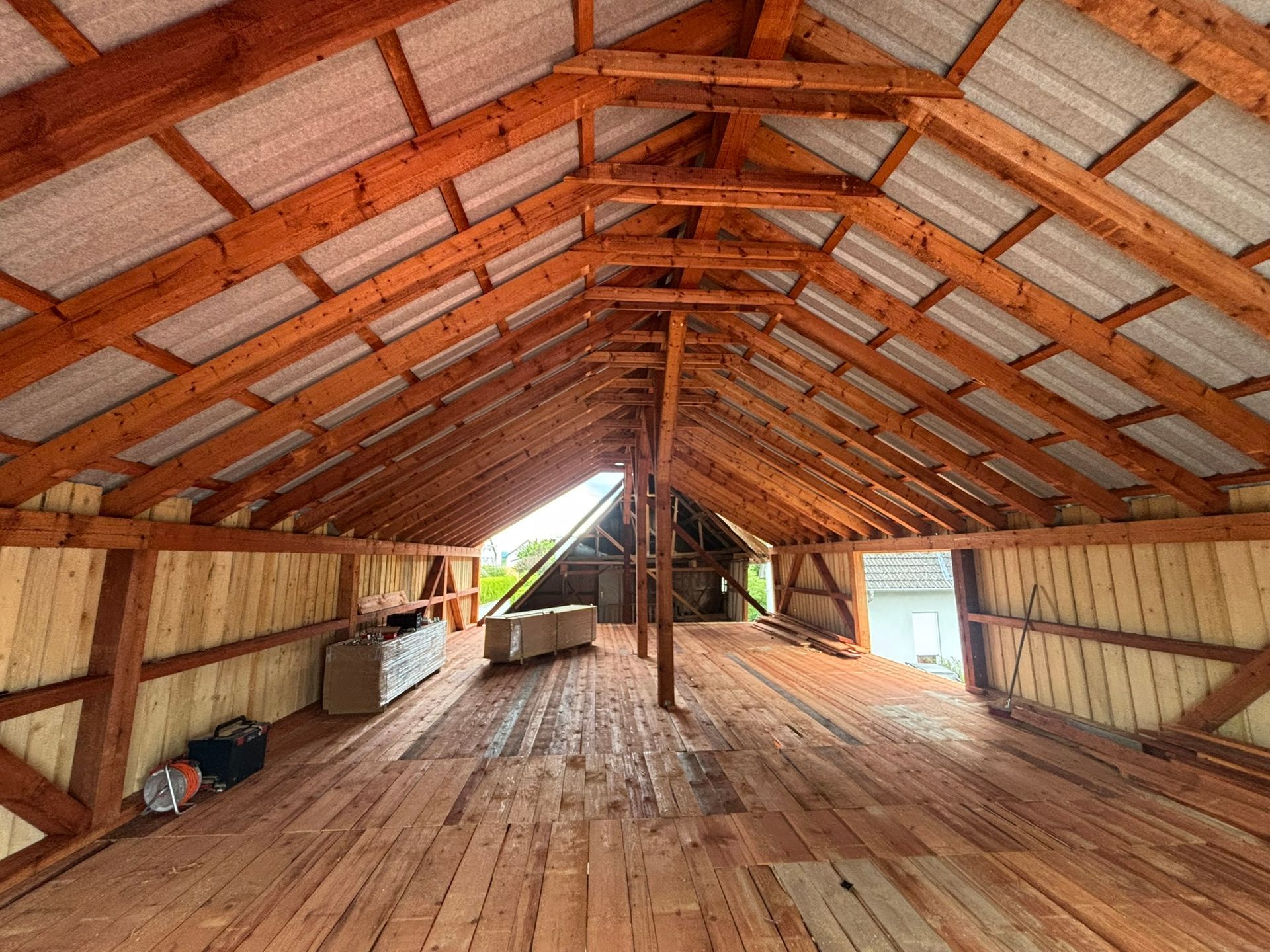 Sanierter Dachstuhl innen