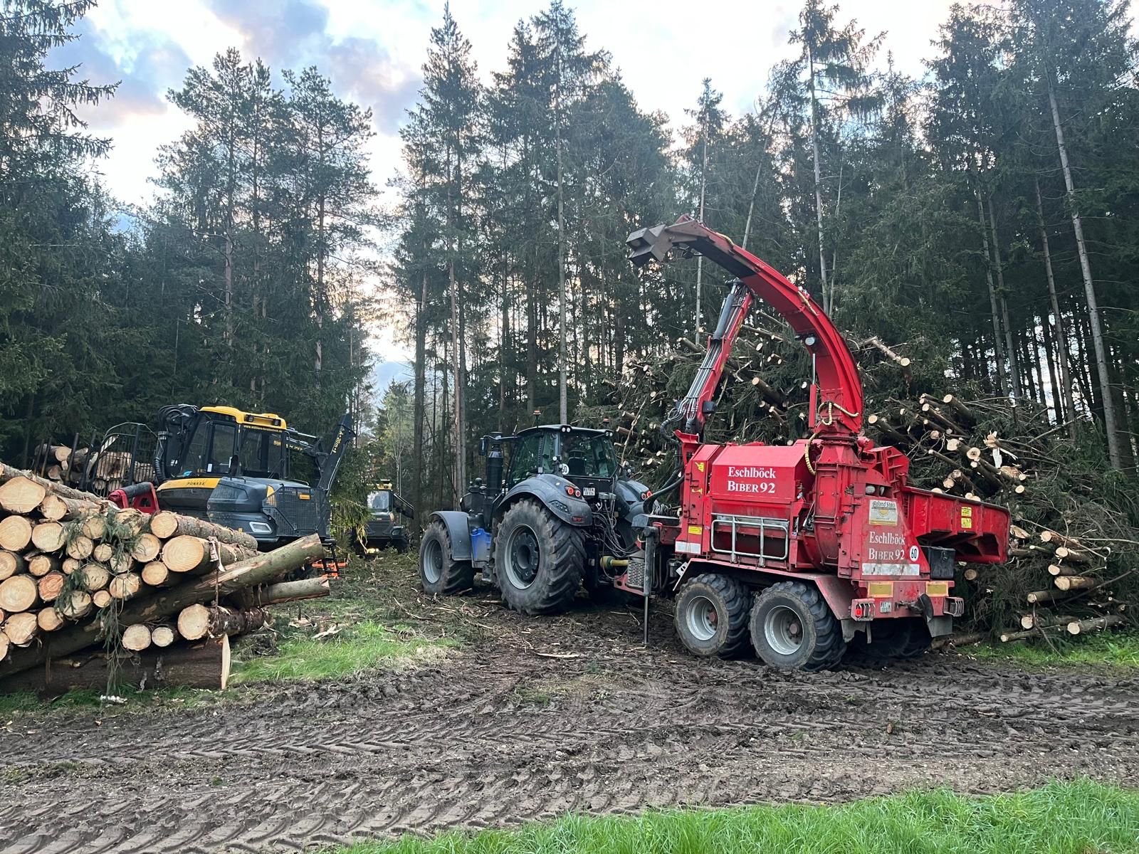 Hacker im Einsatz zur Hackschnitzelproduktion