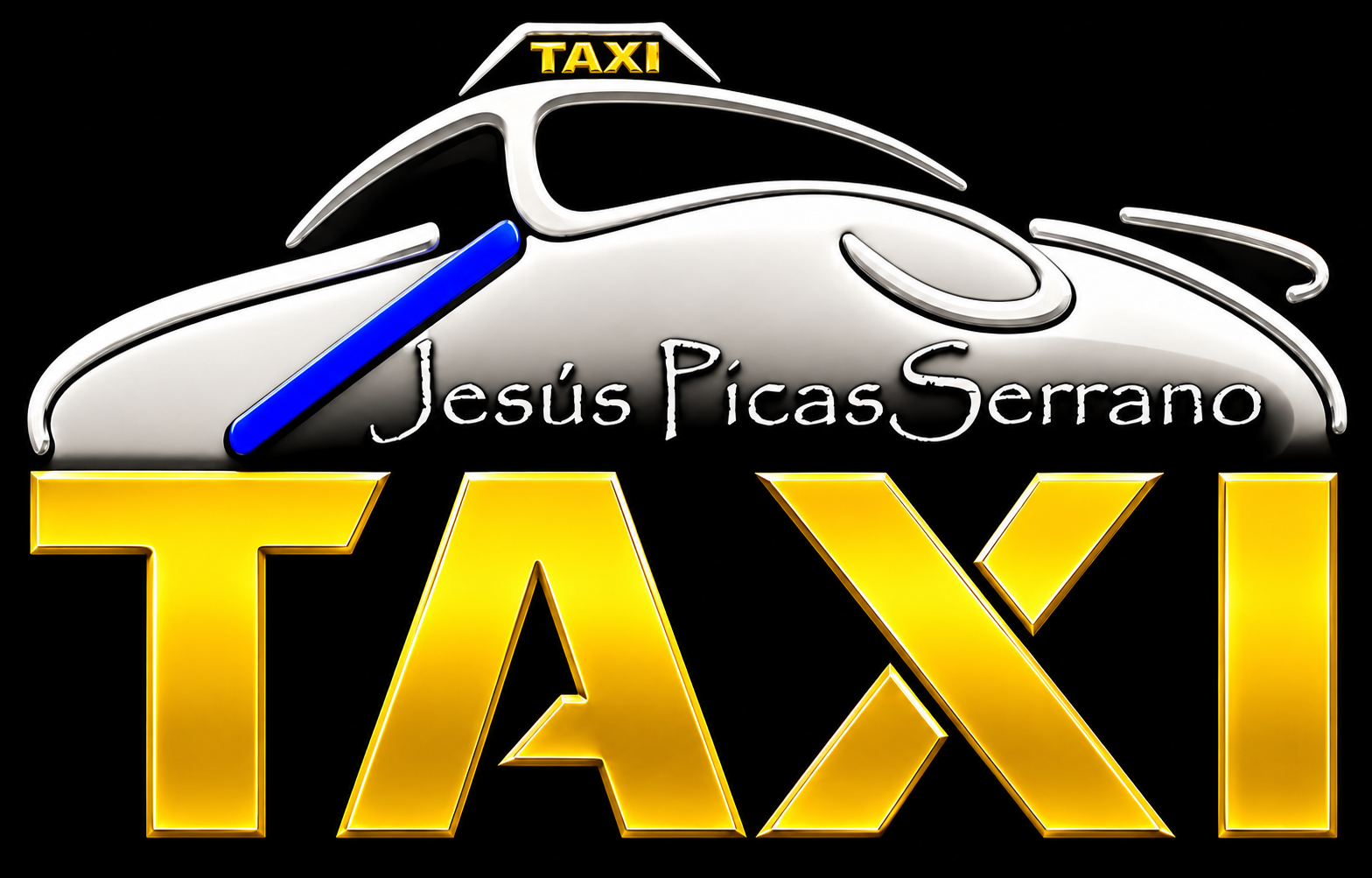 Taxi Navalmoral Jesús Picas Logo moderno de Taxi Navalmoral Jesús Picas con fondo negro