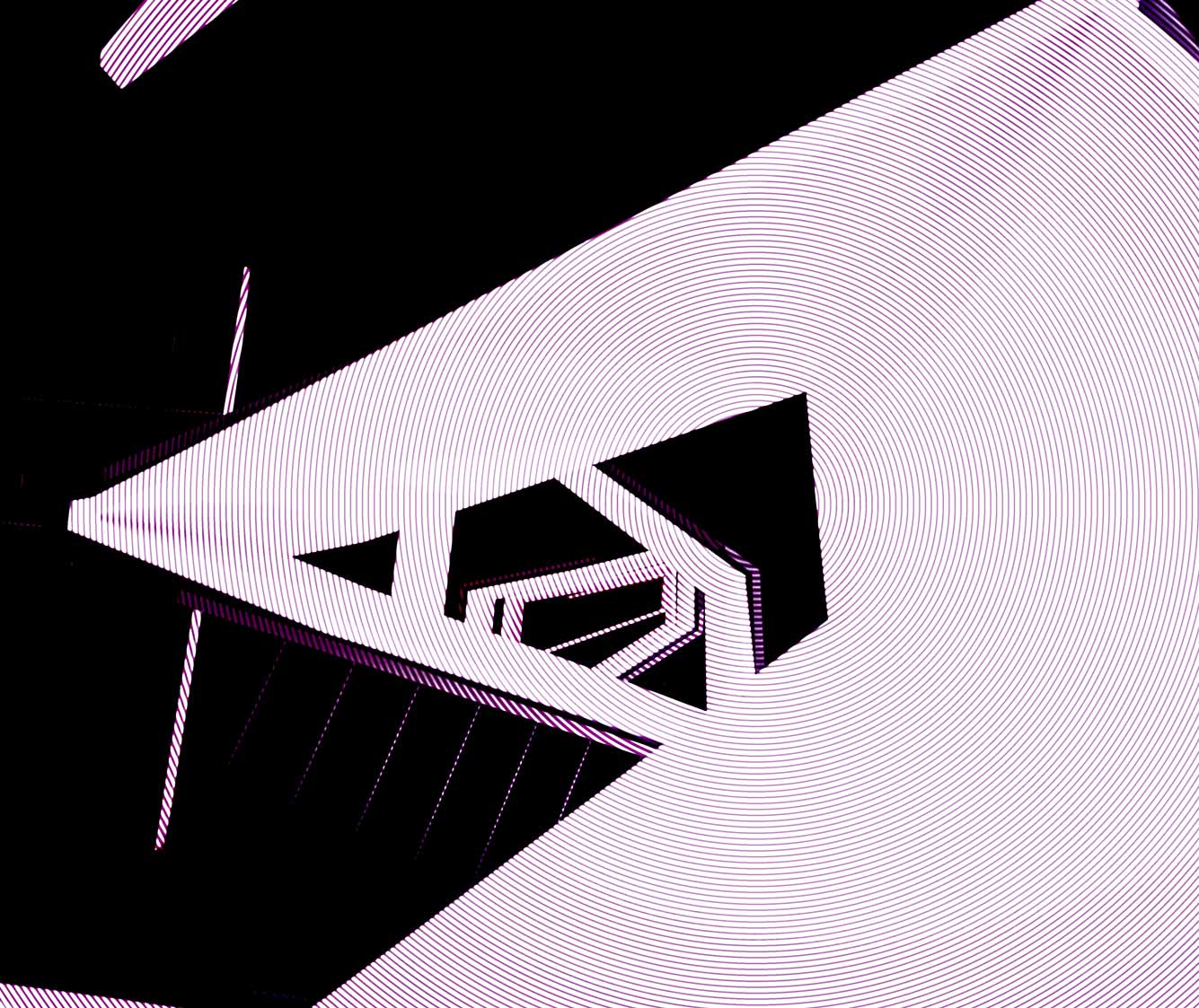 Vue abstraite en plongée d'une rampe et d'un escalier