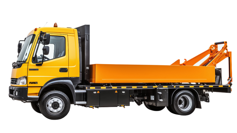 camion grue jaune sur fond transparent