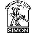Logotipo del Gimnasio Club Sim&oacute;n con una ilustraci&oacute;n de un boxeador en blanco y negro y un emblema de escudo.