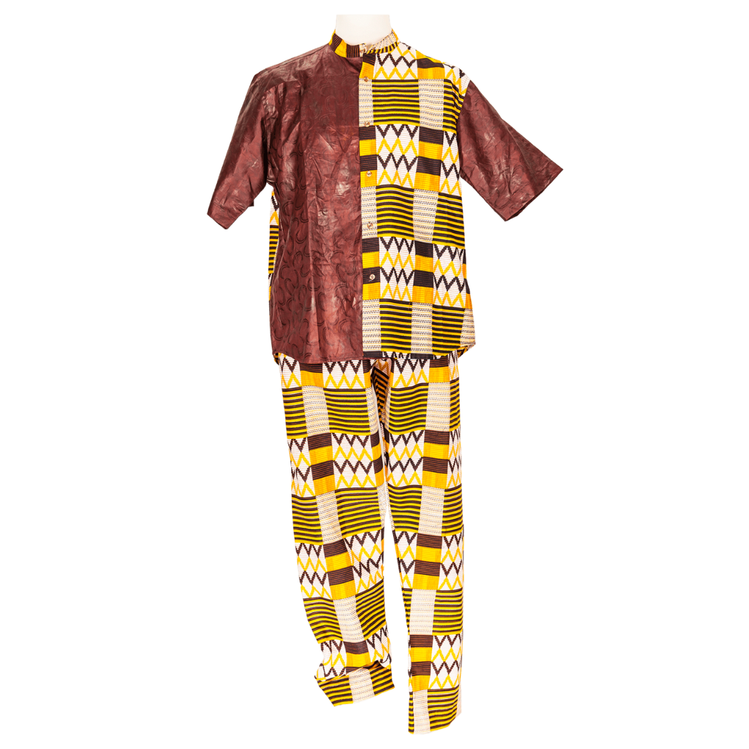 Ensemble rouge et jaune à motifs